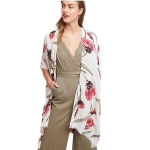 Dream in Color Floral Anthropologie Kimono Cardigan Fringed One Size